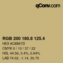 カラーコード: RGB 200 180.8 125.4 | qconv.com