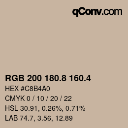 カラーコード: RGB 200 180.8 160.4 | qconv.com