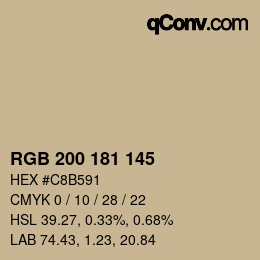 Color code: RGB 200 181 145 | qconv.com