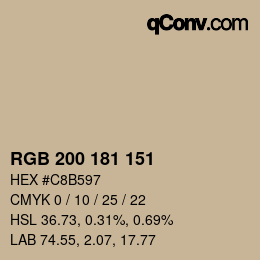 カラーコード: RGB 200 181 151 | qconv.com