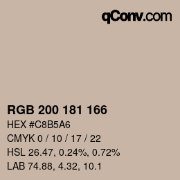 Color code: RGB 200 181 166 | qconv.com