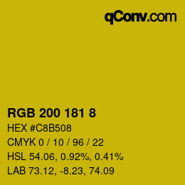 Color code: RGB 200 181 8 | qconv.com