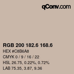 カラーコード: RGB 200 182.6 168.6 | qconv.com