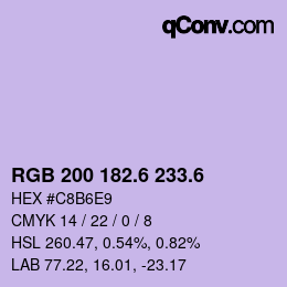 カラーコード: RGB 200 182.6 233.6 | qconv.com