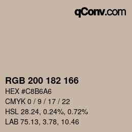 Color code: RGB 200 182 166 | qconv.com