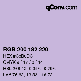 颜色代码: RGB 200 182 220 | qconv.com