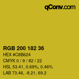 颜色代码: RGB 200 182 36 | qconv.com