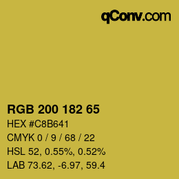 颜色代码: RGB 200 182 65 | qconv.com