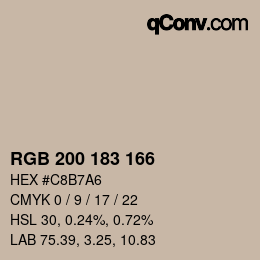 カラーコード: RGB 200 183 166 | qconv.com
