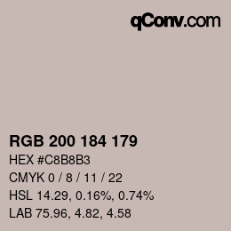 Color code: RGB 200 184 179 | qconv.com