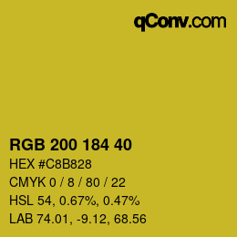 Color code: RGB 200 184 40 | qconv.com