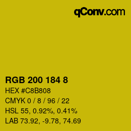 カラーコード: RGB 200 184 8 | qconv.com