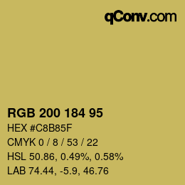 Color code: RGB 200 184 95 | qconv.com