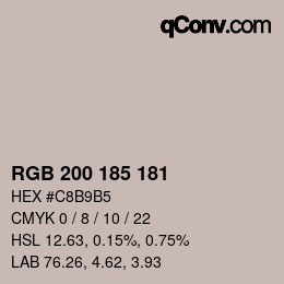 Color code: RGB 200 185 181 | qconv.com