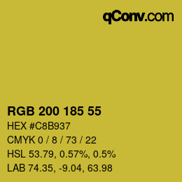 Color code: RGB 200 185 55 | qconv.com