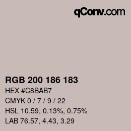颜色代码: RGB 200 186 183 | qconv.com