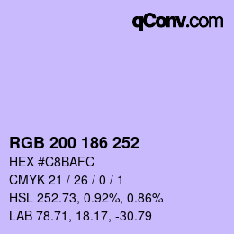 Color code: RGB 200 186 252 | qconv.com