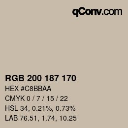 Code couleur: RGB 200 187 170 | qconv.com