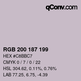 Color code: RGB 200 187 199 | qconv.com