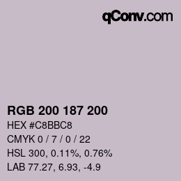 颜色代码: RGB 200 187 200 | qconv.com