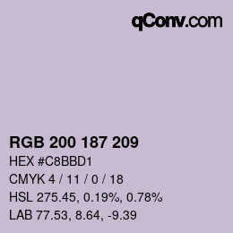 Color code: RGB 200 187 209 | qconv.com