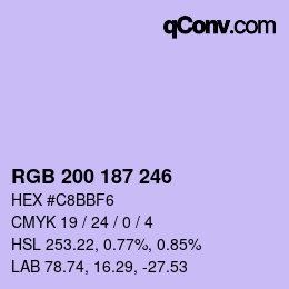 Color code: RGB 200 187 246 | qconv.com
