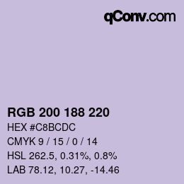Código de color: RGB 200 188 220 | qconv.com