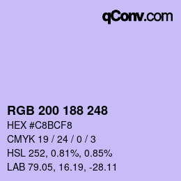 カラーコード: RGB 200 188 248 | qconv.com