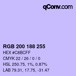 Color code: RGB 200 188 255 | qconv.com