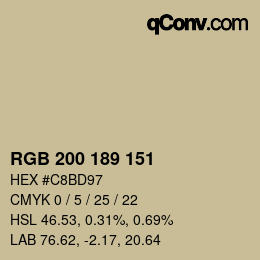 Color code: RGB 200 189 151 | qconv.com