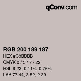 Color code: RGB 200 189 187 | qconv.com