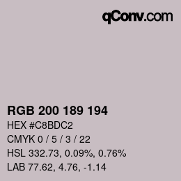 颜色代码: RGB 200 189 194 | qconv.com