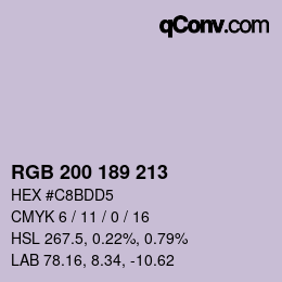 カラーコード: RGB 200 189 213 | qconv.com
