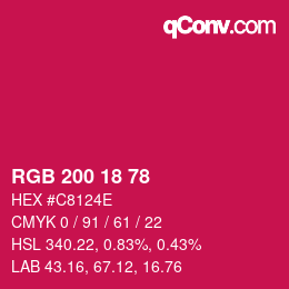 Color code: RGB 200 18 78 | qconv.com