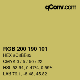 Farbcode: RGB 200 190 101 | qconv.com