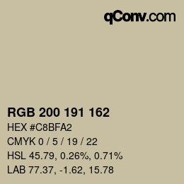 Color code: RGB 200 191 162 | qconv.com