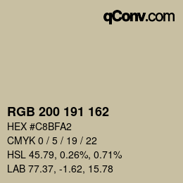 Color code: RGB 200 191 162 | qconv.com