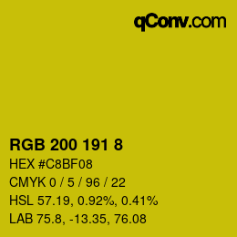 Color code: RGB 200 191 8 | qconv.com