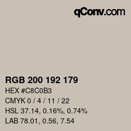 Color code: RGB 200 192 179 | qconv.com
