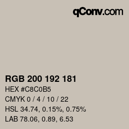 Color code: RGB 200 192 181 | qconv.com