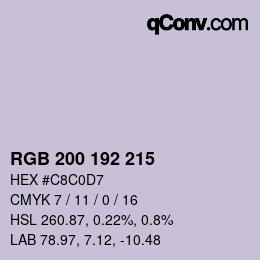 カラーコード: RGB 200 192 215 | qconv.com