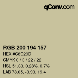 颜色代码: RGB 200 194 157 | qconv.com