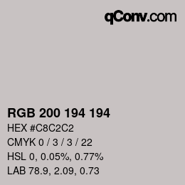 颜色代码: RGB 200 194 194 | qconv.com