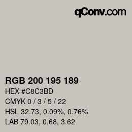 カラーコード: RGB 200 195 189 | qconv.com