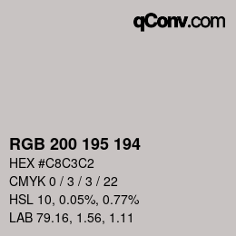 颜色代码: RGB 200 195 194 | qconv.com