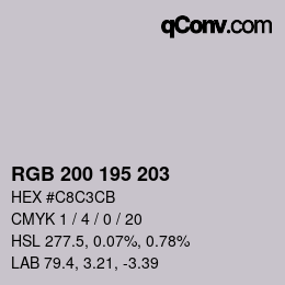 Color code: RGB 200 195 203 | qconv.com