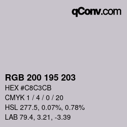 Color code: RGB 200 195 203 | qconv.com