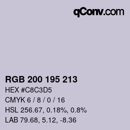 颜色代码: RGB 200 195 213 | qconv.com