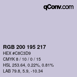 Color code: RGB 200 195 217 | qconv.com