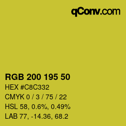Color code: RGB 200 195 50 | qconv.com